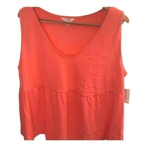 Terra & Sky Coral Peplum Tank Top Comfy Summer Shirt Women's‎ Plus 1X (16W-18W)